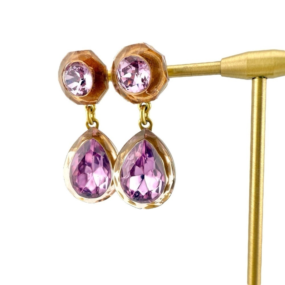 Rare, Retired J. Crew Earrings, Jewel Box Lavender Pink Brown Chunky Vintage - Picture 3 of 7